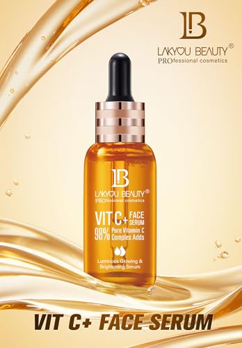 Lakyou Beauty Vitamin C Face Serum – 98% Pure Vitamin C Complex For Luminous Glow, Brightening, Firming & Repairing, 50ml