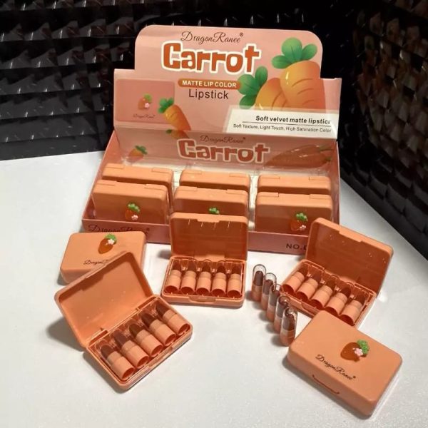 5 Pcs Dragon Ranee Carrot Mini Lipstick Set | Long Lasting Makeup Waterproof Lipstick (random Color)