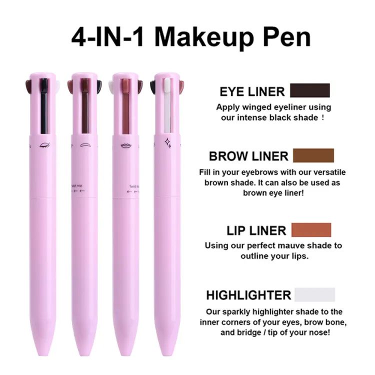 Makeup pen 4 in 1 eyebrow pencil waterproof long lasting easy color eyebrow lip highlighter pen sweatproof makeup cosmetic tool ardrop27315619