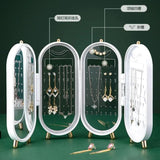 Foldable jewelry organizer with mirror earrings and necklace hanging holder beautiful dustproof display jewellery box ardrop27897584