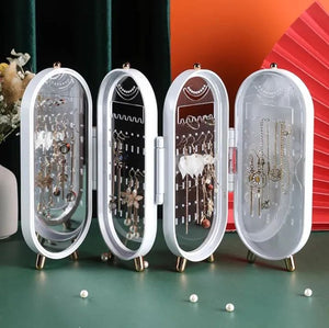 Foldable jewelry organizer with mirror earrings and necklace hanging holder beautiful dustproof display jewellery box ardrop27897584