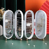 Foldable jewelry organizer with mirror earrings and necklace hanging holder beautiful dustproof display jewellery box ardrop27897584