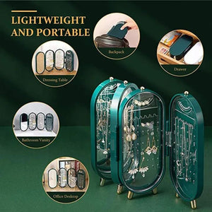 Foldable jewelry organizer with mirror earrings and necklace hanging holder beautiful dustproof display jewellery box ardrop27897584